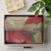 Vintage-kerstanie met Rozen en Poinsettias Tissuepapier (Geschenk)