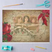 Vintage-kerstanie met Rozen en Poinsettias Tissuepapier (Craft)