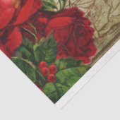 Vintage-kerstanie met Rozen en Poinsettias Tissuepapier (Detail)
