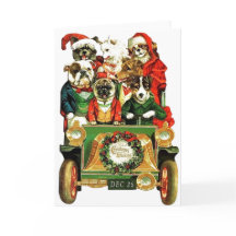 Vintage kerstauto met honden
