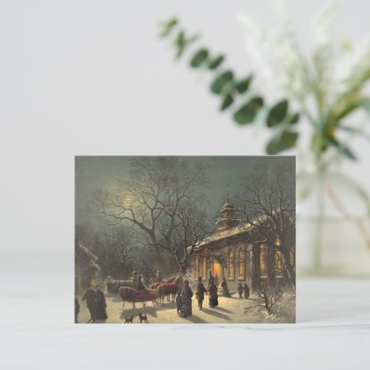 Vintage kerstavond Briefkaart (Staand voorkant)