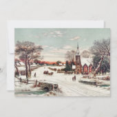 Vintage Kerstavond Kerk in Sneeuw Custom Feestdagenkaart (Voorkant)
