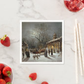 Vintage kerstavond kerkscène servet (Insitu)