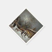 Vintage kerstavond kerkscène servet (Hoek)