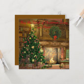 Vintage Kerstavond Kerstmis Groet Kaart (Voorkant / Achterkant in situ)