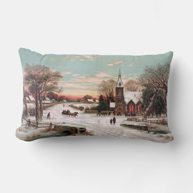 Vintage Kerstavond Lumbar Kussen (Voorkant)