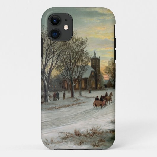Vintage kerstavond 's avonds Case-Mate iPhone case (Achterkant)