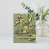 Vintage kerstavond 's avonds feestdagenkaart (Staand voorkant)