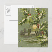 Vintage kerstavond 's avonds feestdagenkaart (Voorkant / Achterkant)