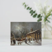 Vintage Kerstavond scène Feestdagenkaart (Staand voorkant)