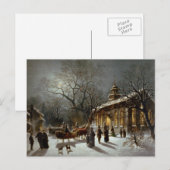 Vintage Kerstavond scène Feestdagenkaart (Voorkant / Achterkant)