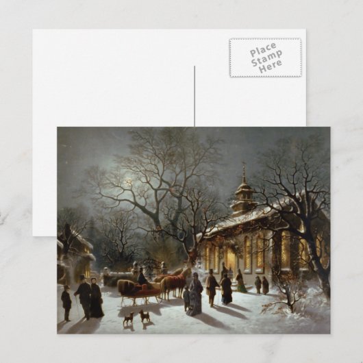 Vintage Kerstavond scène Feestdagenkaart (Voorkant / Achterkant)