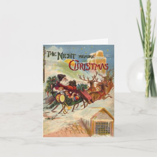 Vintage kerstavond voor Kerstmis Dank u Kaart (Voorkant)