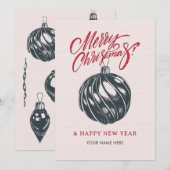 Vintage kerstbal feestdagenkaart (Voorkant / Achterkant)