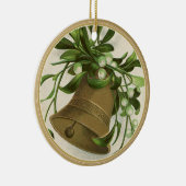 Vintage-kerstbal (Mistletoe) Gold Keramisch Ornament (Rechts)