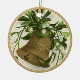Vintage kerstbal (Mistletoe) Gold Keramisch Ornament
