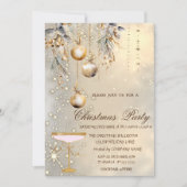 Vintage Kerstballen Goud Glas Party Kaart (Voorkant)