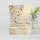 Vintage Kerstballen Goud Glas Party Kaart (Staand voorkant)