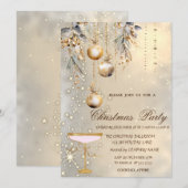 Vintage Kerstballen Goud Glas Party Kaart (Voorkant / Achterkant)