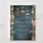 Vintage kerstballen, klokken, pinecones bedrijf kaart (Voorkant)