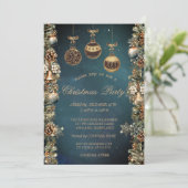 Vintage kerstballen, klokken, pinecones bedrijf kaart (Staand voorkant)