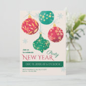 Vintage kerstballen nieuwjaarsfeest kaart (Staand voorkant)