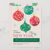 Vintage kerstballen nieuwjaarsfeest kaart (Voorkant / Achterkant)