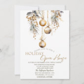 Vintage Kerstballen Vakantie Open Huis Kaart (Voorkant)