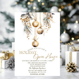 Vintage Kerstballen Vakantie Open Huis Kaart