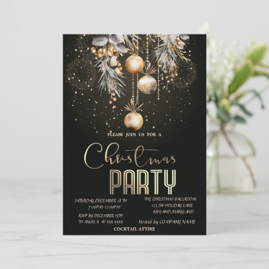 Vintage Kerstballen Vuurwerk Kerstmis Kaart (Staand voorkant)