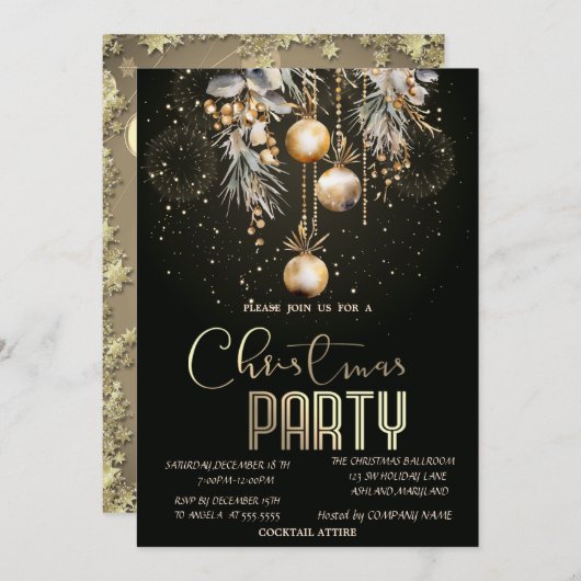 Vintage Kerstballen Vuurwerk Kerstmis Kaart (Voorkant / Achterkant)