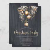 Vintage Kerstballen Zwart Kerstmis Kaart (Voorkant / Achterkant)