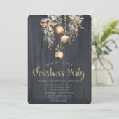 Vintage Kerstballen Zwart Kerstmis Kaart (Staand voorkant)