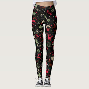 Vintage-kerstballonpatroon Leggings