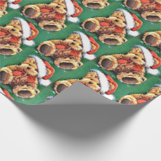 Vintage-kerstBeer met kerstman Cadeaupapier (Hoek)