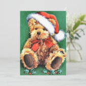 Vintage-kerstBeer met kerstman Feestdagenkaart (Staand voorkant)