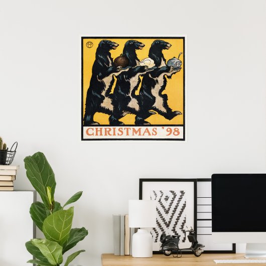 Vintage-kerstbeer Poster (Thuiskantoor)