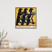 Vintage-kerstbeer Poster (Keuken)