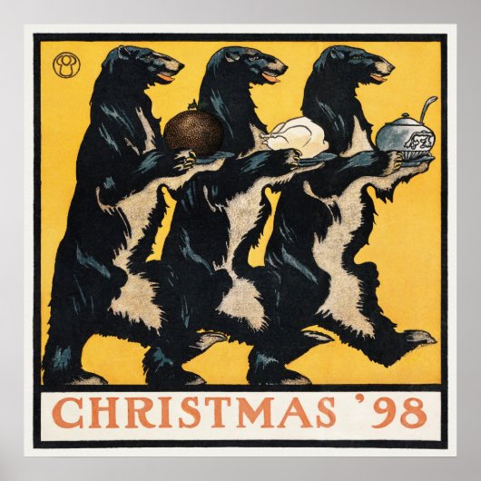 Vintage-kerstbeer Poster (Voorkant)