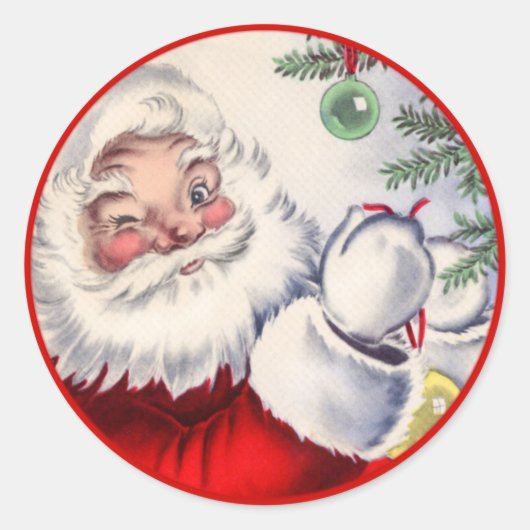 Vintage kerstbekroonde Sticker voor de kerstman (Voorkant)