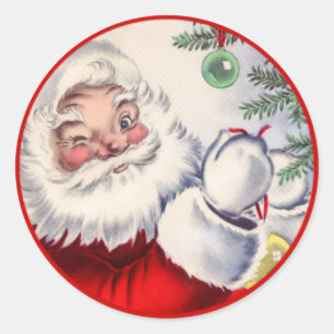 Vintage kerstbekroonde Sticker voor de kerstman