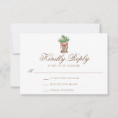 Vintage Kerstbel Elegante Vakantie Trouwen RSVP Kaartje (Voorkant)