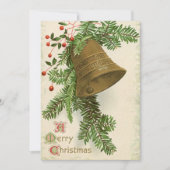 Vintage Kerstbel (Evergreen) Platte Kaart (Voorkant)