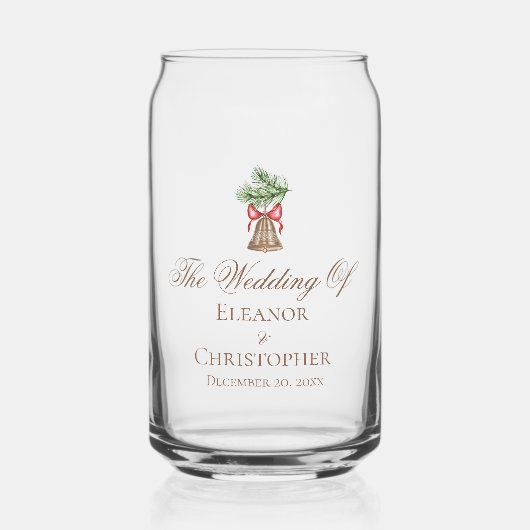 Vintage kerstbel minimalistische vakantie bruiloft blikvorm glas (Voorkant)