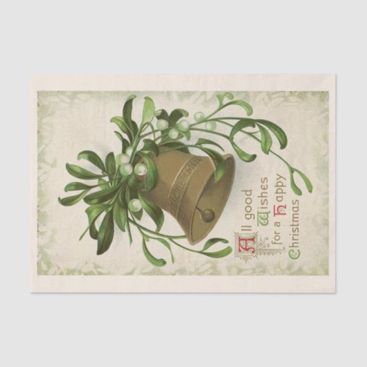 Vintage kerstbel (Mistletoe) tissuepapier (Voorkant)