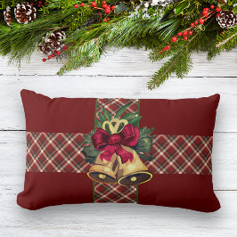 Vintage kerstbel rood geplakt lint kussen