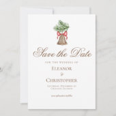 Vintage kerstbel vakantiefoto save the date (Voorkant)