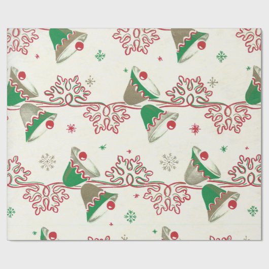 Vintage-kerstbellen Cadeaupapier (Vlak)