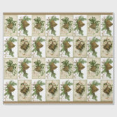Vintage-kerstbellen Cadeaupapier (Vlak)