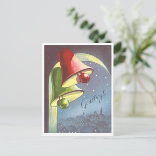 Vintage-kerstbellen Feestdagenkaart (Staand voorkant)